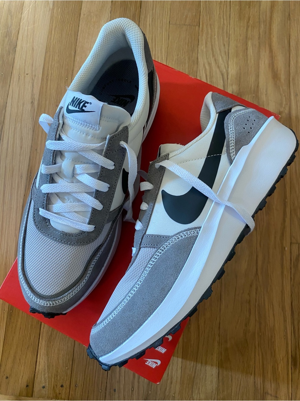 NEW Nike Waffle Nav Phantom Black Flat Pewter White